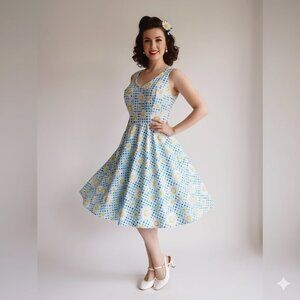 HELL BUNNY Sunshine 50's Rockabilly Pinup Swing Vintage Day Dress Medium